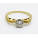An 18ct gold and diamond solitaire ring, 2g, approximately 0.5carat diamond weight