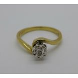 A 9ct gold and diamond ring, 2.4g, O