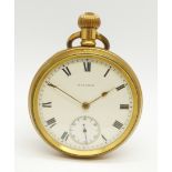A Waltham Traveler gold plated pocket watch