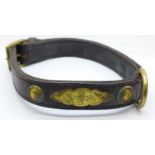 A 19th Century leather and brass dog collar