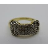 A 9ct gold and diamond ring, 2.9g, O