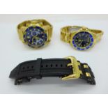 Two Invicta wristwatches and an Invicta strap