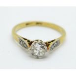 An 18ct gold and diamond ring, approximately 0.40carat diamond weight, 2g, K