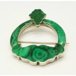 A Scottish malachite set brooch, (tests as silver)