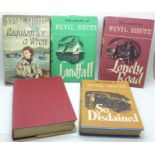 Five Neville Shute books published by William Heinemann including Requiem For a Wren