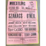 Wrestling posters including Johnny Saint, Steve Logan, Adrian Street, etc. one x 1965, two x 1970s