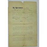 An early 20th Century football contract "An Agreement between Harold Iremonger and Nottingham