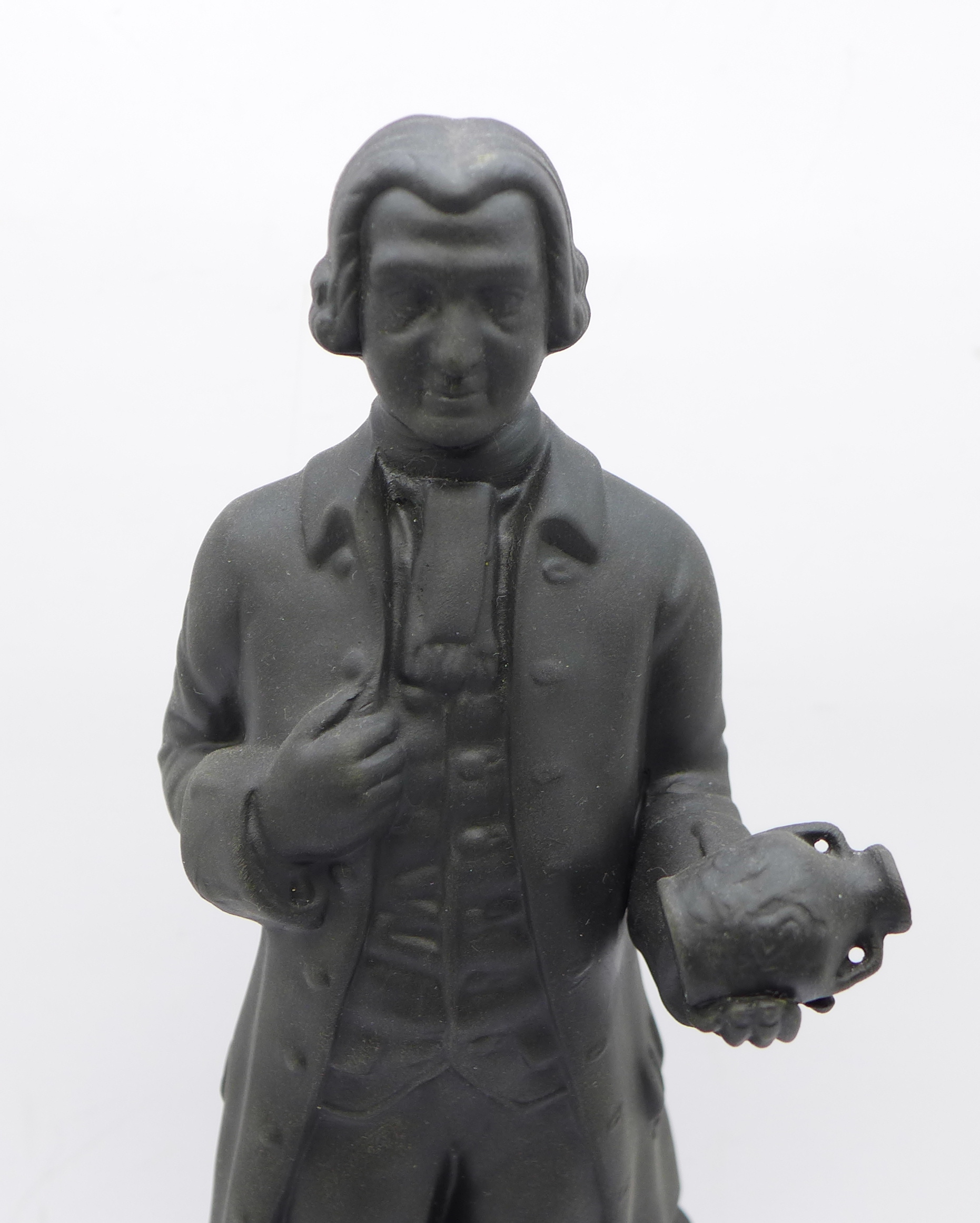 A Wedgwood black basalt figure of Josiah Wedgwood, 23cm - Image 2 of 2