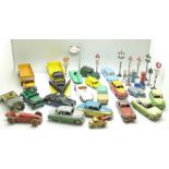 Dinky and other die cast model vehicles and street furniture, signs and signals