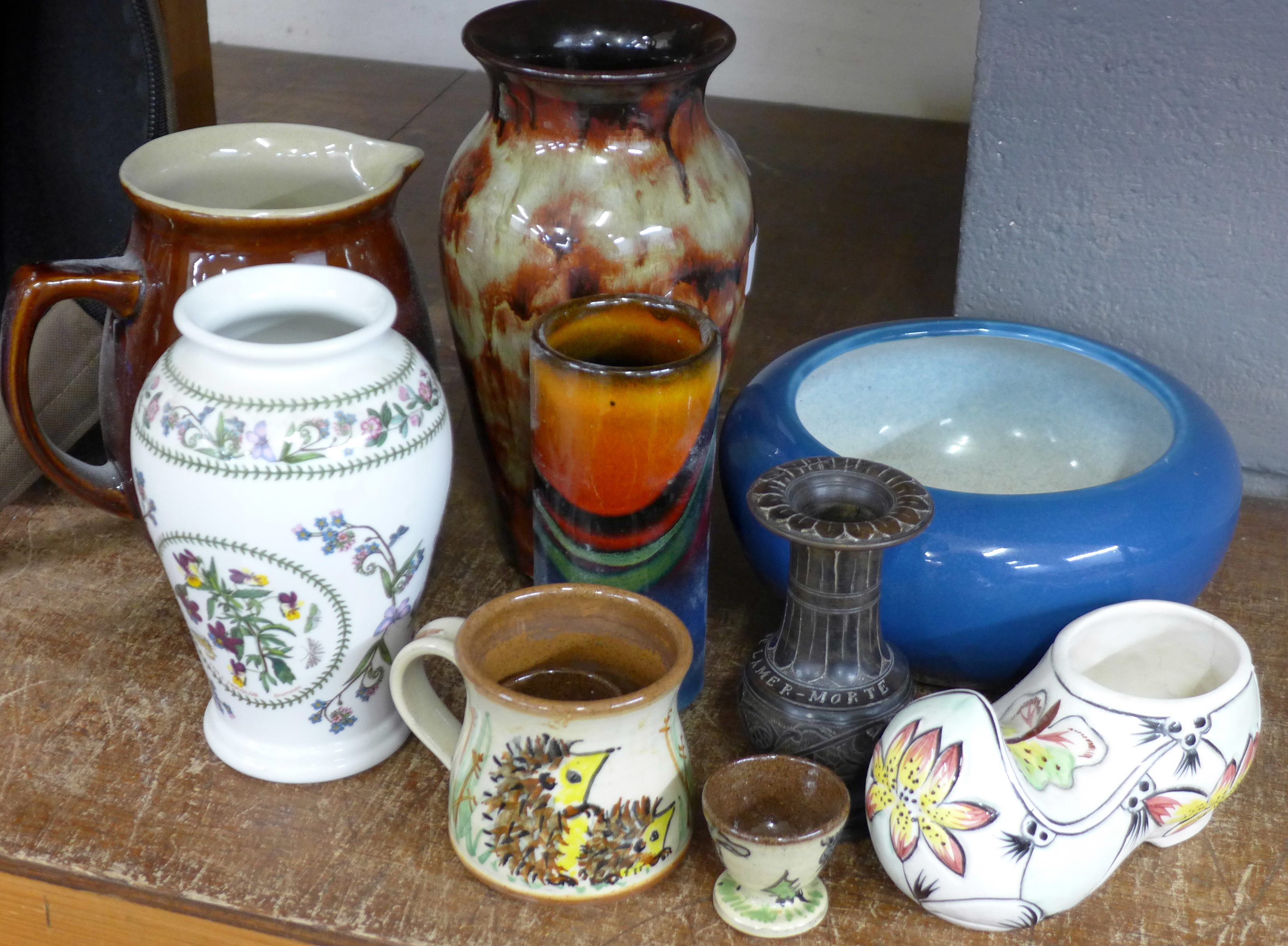 A Bretby bowl, a Portmeirion vase, etc.