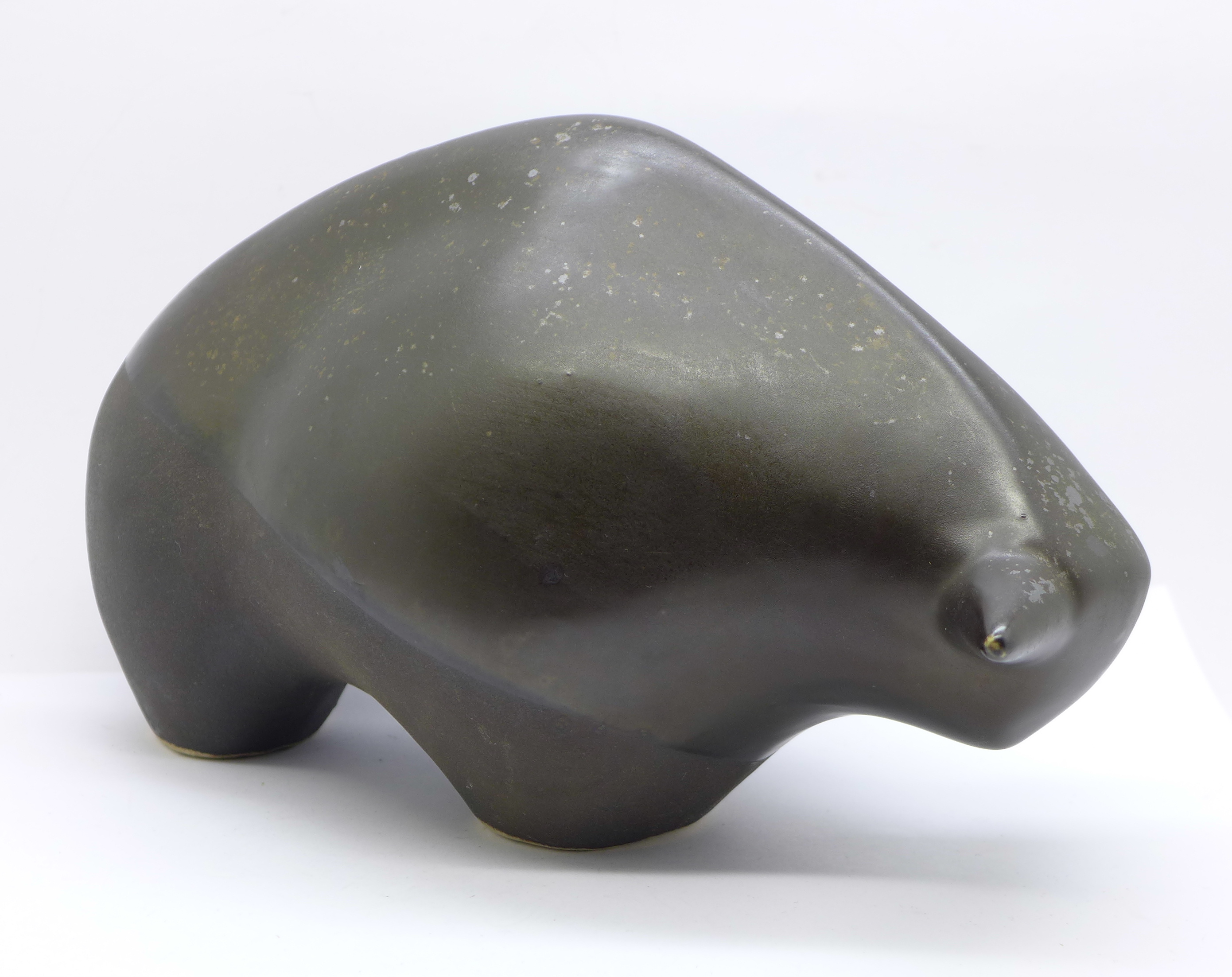 A David Sharp Rye Pottery figure of a bull, signed with felt pen