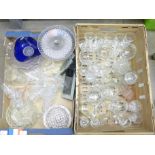 Two boxes of assorted glass and plated ware