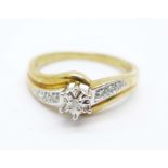 A 9ct gold and diamond ring, 3.2g, S