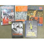 A Peter Shilton autobiography, signed, other football books and a 1966 World Cup souvenir programme