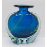 A M'dina blue glass vase, signed, 13cm