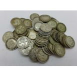 Approximately 75 pre 1920 3d coins, some Victorian, 102g
