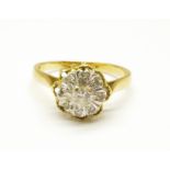 An 18ct gold and diamond cluster ring, 3.4g, P