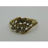 A 9ct gold and diamond ring, 1.5g, M