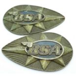 Two BSA motorcycle petrol tank plaques