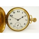 A gold plated full hunter pocket watch