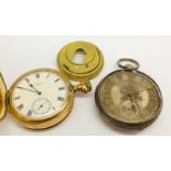 A silver fusee pocket watch with silver dial, a/f and an Elgin gold plated full hunter pocket watch,