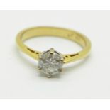 An 18ct gold and diamond ring, approximately 0.5carat diamond weight, 2.8g, J