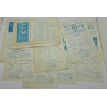 25 Manchester City reserves football programmes, 1961-63