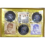 Three framed and glazed original Buddy Holly EP records