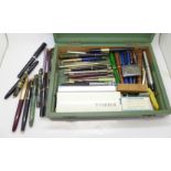 A collection of pens in a box marked The Parker Pen Company Limited