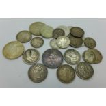 Assorted silver coins including Georgian and Victorian, 61g