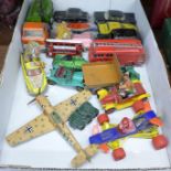 Die-cast model vehicles including Dinky and Corgi, including Dinky Toys Messerschmitt and Fire