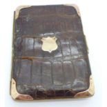 A Victorian leather card case with 9ct gold mounts, Birmingham 1898, 14cm x 10cm