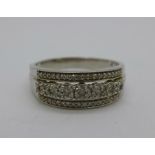 A 9ct white gold and diamond ring, 3.7g, S