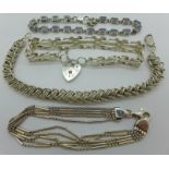 Four silver bracelets, 52g