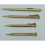 Four rolled gold pencils, Life-Long, Wahl and Eversharp x2