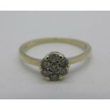 A 9ct white gold and diamond ring, 1.7g, N