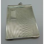 A hallmarked silver card case, 40g