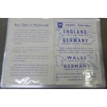 England football programmes from schoolboy to full international level, from 1956 onwards, including