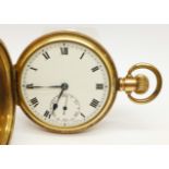 A gold plated full hunter pocket watch