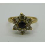 A 9ct gold cluster ring, 2.7g, Q