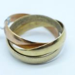 A 9ct gold triple ring, 5.4g, S