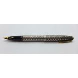 A silver Sheaffer fountain pen with 14ct gold nib