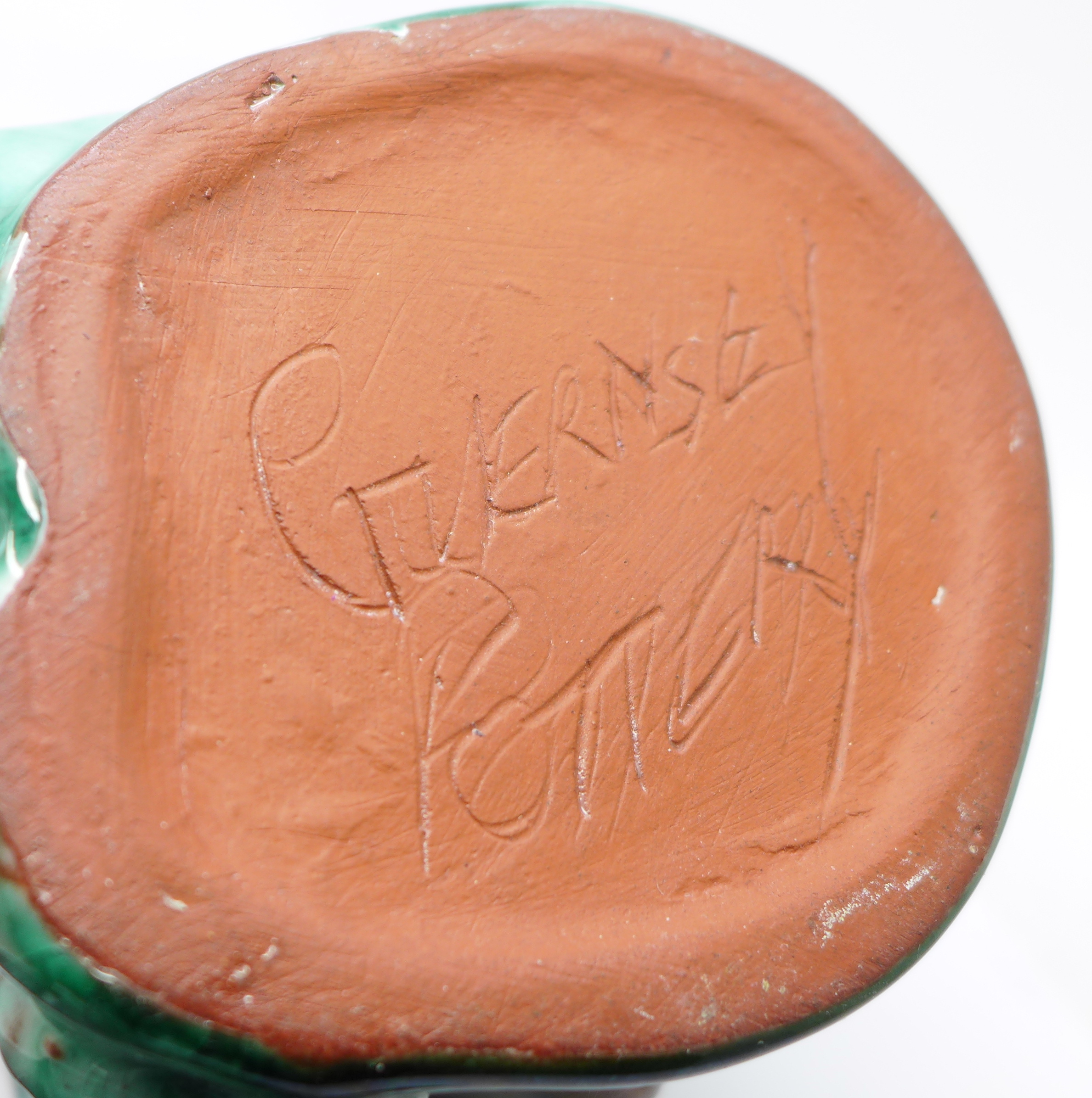 An Art Nouveau planter, a/f and a Guernsey Pottery mug, incised mark to base - Image 3 of 3