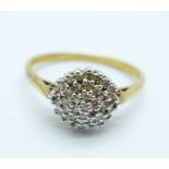 A 9ct gold and diamond ring, 2.5g, S