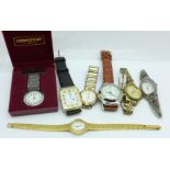 Seven lady's wristwatches including Jovial Swiss and Hermes