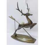 A silver plated Art Deco table lighter in the form of a stag