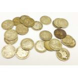 Assorted pre 1920 silver 3d coins, 32g