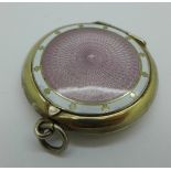 A silver and enamel compact, Birmingham 1909