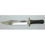 A 10" Bowie knife with buffalo handle and engraved blade by R. Middleton, one of the Middleton