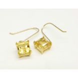 A pair of 9ct gold and citrine earrings